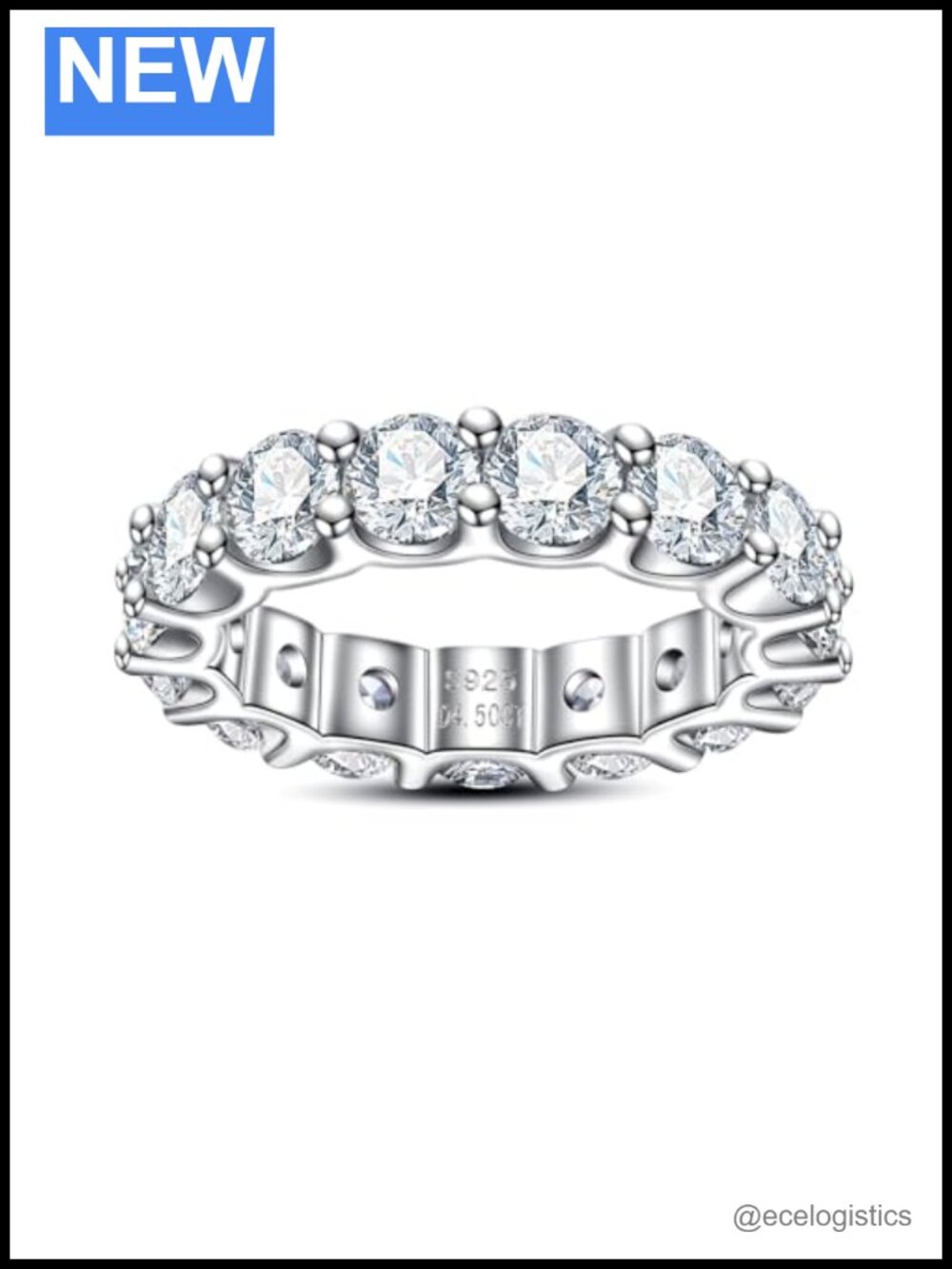 Moissanite Eternity Ring S925 Sterling Silver Wedding Band Channel Set